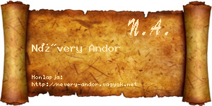 Névery Andor névjegykártya